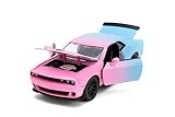 Jada- Coche Dodge Challenger Hellcat Escala 1:24 con Decoración Gama Pink Slips, Rueda Libre, las...