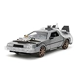 Jada- Coche Delorean Regreso al Futuro III- Maqueta a Escala 1:24 (20cm), Metálico, Ruedas de...