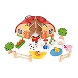 ewtshop® Juego de granja para niños de madera maciza pintada para jugar