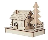 Rayher Set maqueta casa madera, con base, 17,5x9,4x14 cm, 30 piezas, 46299000