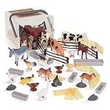 Terra by Battat Juego de 60 figuras de animales de granja - vacas, cerdos, gallinas, caballos,...