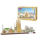 Puzzle 3D - Barcelona Cityline | Puzzle 3D Adultos Y Puzzle 3D Niños +8 Años | Maquetas para...